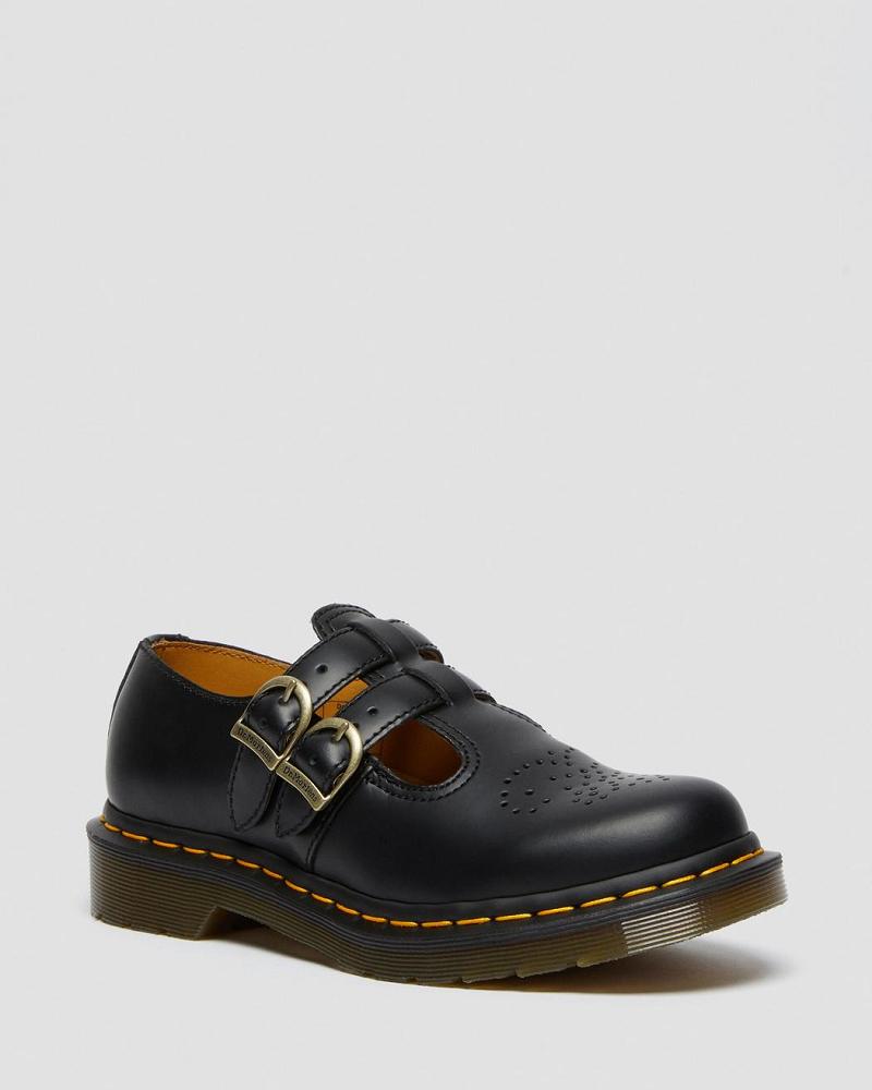 Black Women\'s Dr Martens 8065 Smooth Leather Mary Jane Shoes | CA 334JPQ